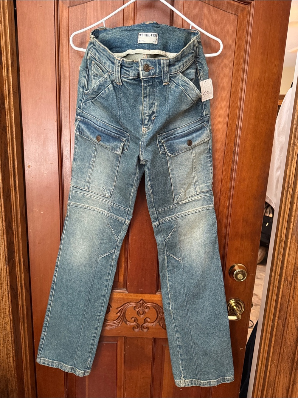 We The Free Women's Blue Utility Cargo Jeans
